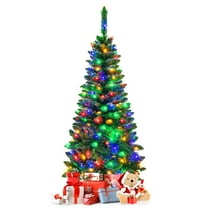 Gymax 4.5ft Colorful Lights Spruce Hinged Tree with 150 Colorful LED Lights