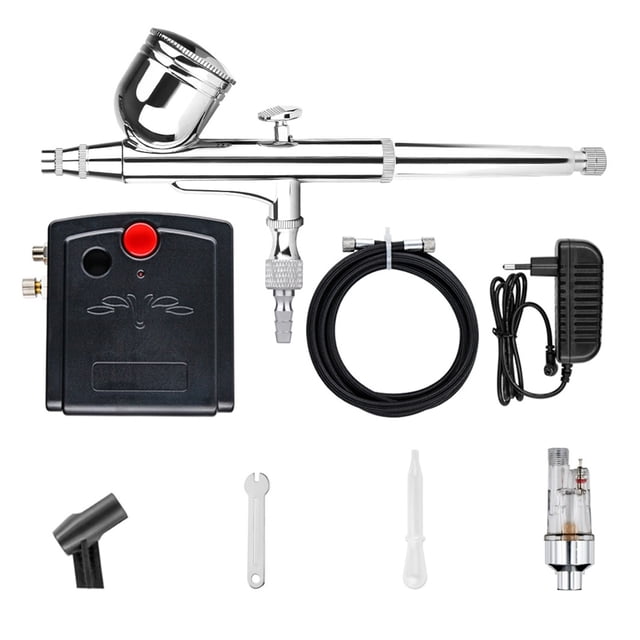 Auto-Stop Function Airbrush With Compressor 0.3mm 7cc Dual-Action Airbrush Spray Gun for Model Cake Painting Nail Art Car Tatoo ,Easy to Use