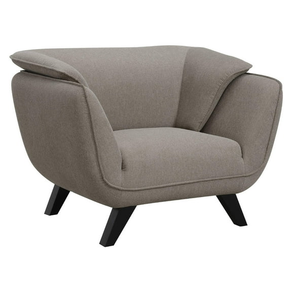 Benjara Naeli 47" Accent Chair- Compact Modern Design- Brown Linen Upholstery