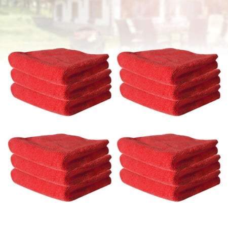 FONDOTIN Kitchen Wash Cloths For Dishes Red Microfiber 12Pcs 11.8x11.8x0.4In