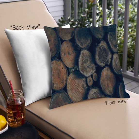 Ahgly Company Earth Wood Outdoor Throw Pillow, 18 inch by 18 inch