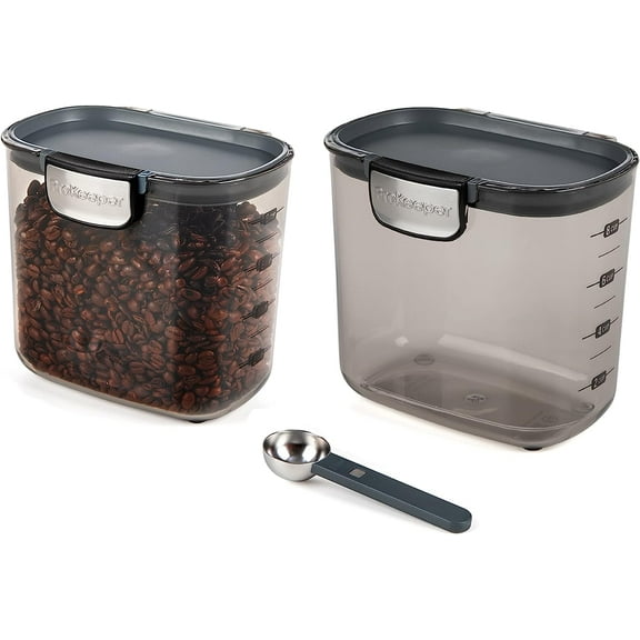 International ProKeeper  Clear Plastic Airtight Food Baker's Kitchen Storage Organization Container Canister Set with Magnetic Accessories, 2- Piece Set (Coffee 2-Quart)