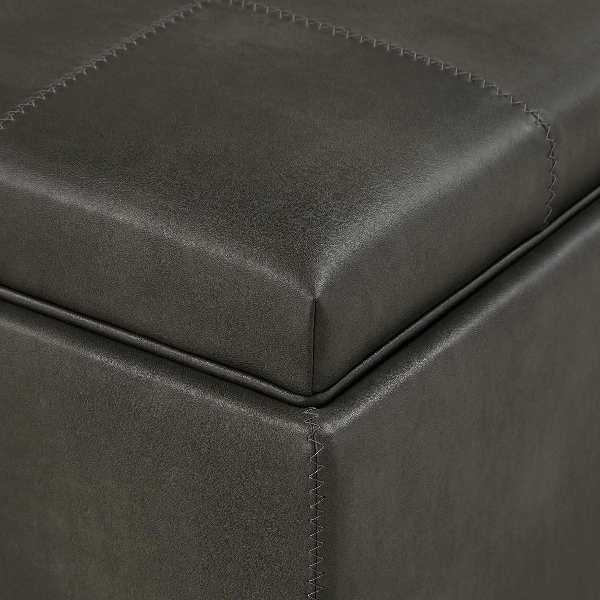 Weston Home Novella Storage Ottoman, Gray Faux Leather