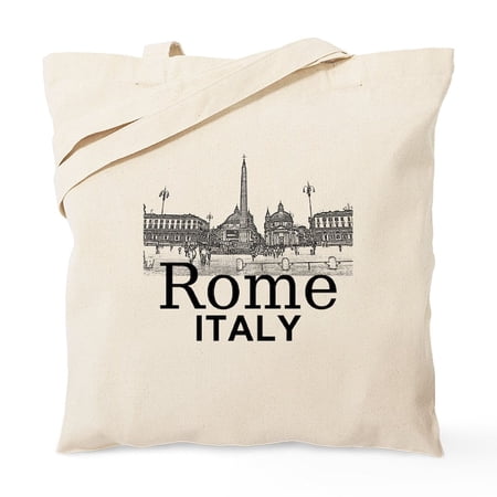CafePress - Rome_12X12_V1_Black_Piazza Del Popolo Tote Bag - Unisex Canvas Tote Bag Beige 1-Piece