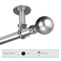 InStyleDesign  Pellet 1 inch Diameter Ceiling Curtain Rod/ Room Divider satin nickel 66 to 120 inches Silver Finish