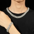 thumbnail image 2 of 2 Pieces Cuban Link Chain Mens Iced Out Miami Cuban Necklace and Bracelet Silver Bling Diamond Hip Hop Jewelry for Men and Women, 2 of 6