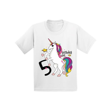 5th Birthday Girl (Awkward Styles Birthday Girl Toddler Shirt Unicorn Tshirt for Toddler Girls 5th Birthday Party for Little Girls Unicorn Rainbow Party Unicorn 5th Birthday Tshirt Birthday Gifts for 5 Year Old)