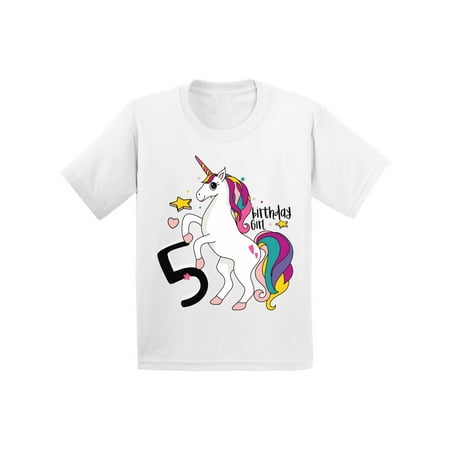 Awkward Styles Birthday Girl Toddler Shirt Unicorn Tshirt for Toddler Girls 5th Birthday Party for Little Girls Unicorn Rainbow Party Unicorn 5th Birthday Tshirt Birthday Gifts for 5 Year Old