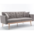 thumbnail image 3 of SEGMART Modern Fabric Futon Sofa Bed, Convertible Sofa Sleeper Bed with Armrest, Grey Futon Sofa Bed Recliner Couch with Metal Legs, Recliner Couch for Small Spaces Living Room Bedroom, L5727, 3 of 9