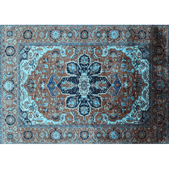 Ahgly Company Indoor Rectangle Oriental Light Blue Industrial Area Rugs, 4' x 6'