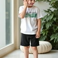 thumbnail image 4 of Utoimkio Toddler Boys Casual Summer Outfits Short Sleeve T-Shirt and Shorts 2Pcs Cute Print Summer Clothes Size 3-8T, 4 of 5