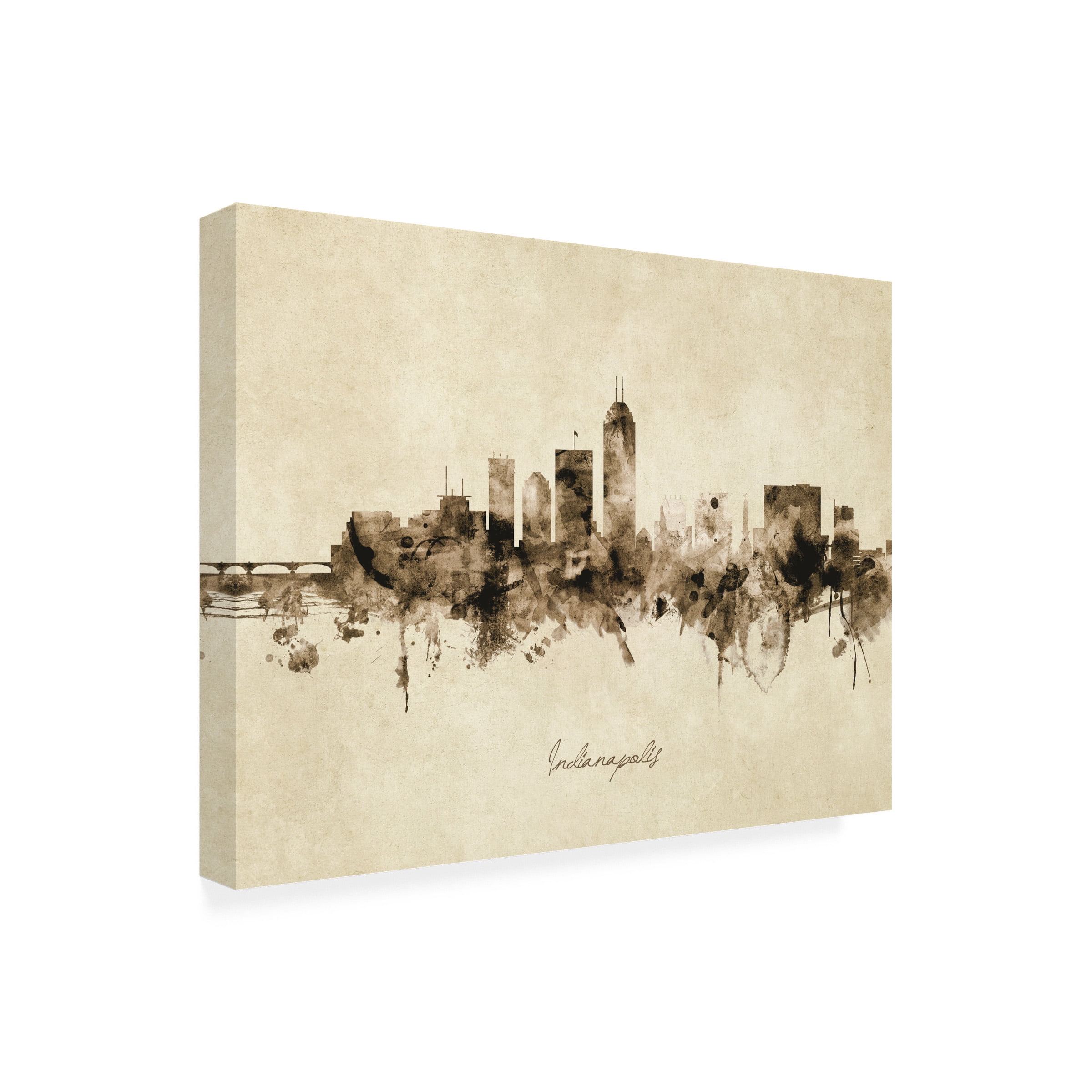Michael Tompsett 'Indianapolis Indiana Skyline Vintage' Canvas Art