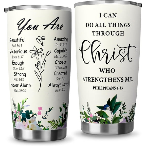 Christian Gifts for Women-Stainless Steel 20oz Tumbler Inspirational Religious Gifts- Christian Faith Jesus God Bible Verse Gifts