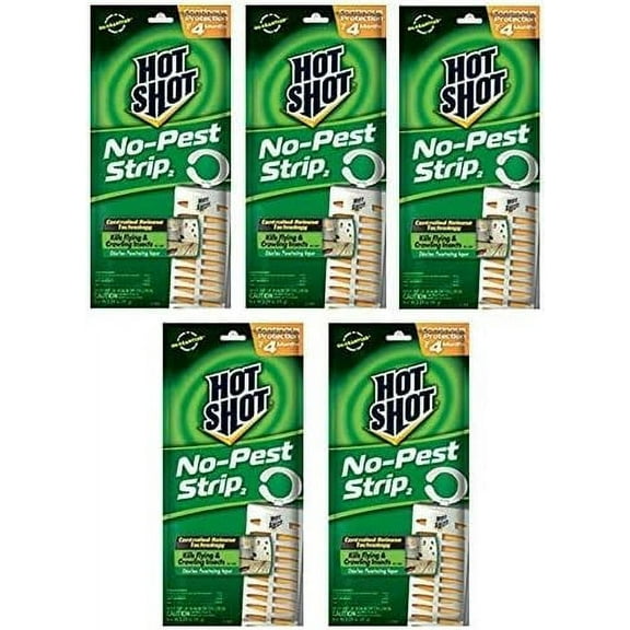 Hot Shot No-Pest Strip 2, Controlled Release Technology Kills Flying and Crawling Insects 2.29 Ounce ( Value Pack of 5)