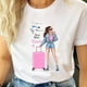 thumbnail image 2 of Camiseta de dibujos animados para mujer, ropa de manga corta, informal, de viaje, bonita, a la moda, 2 of 5