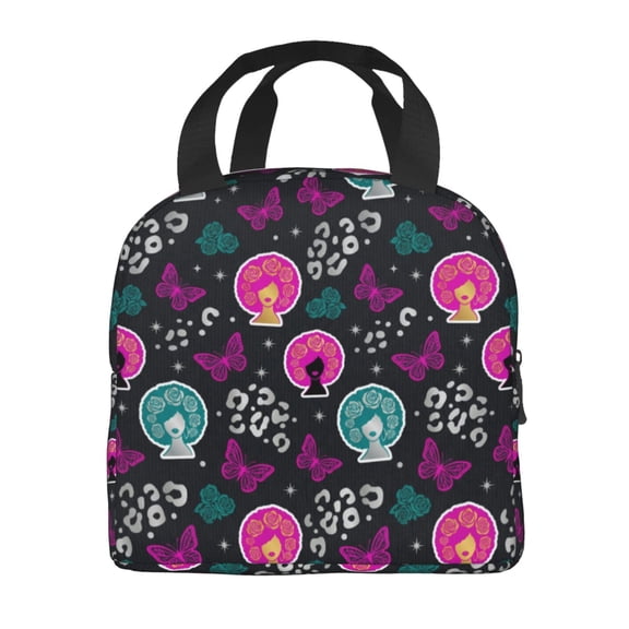 African American Lunch Bag, Reusable Insulated Lunch Tote Bag Box, Leakproof Thermal Cooler Sack Food Handbags Case High Capacity For Travel Work Picnic