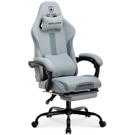 Office Gaming Chair, with Pocket Spring Cushion and Memory Foam Lumbar Pillow, Desk Chair Reclining, Mesh Swivel Rolling Task Chair