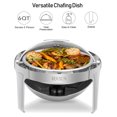 thumbnail image 4 of ROVSUN 2-Pack Roll Top Chafing Dish Buffet Set,6 Quart Full Size Pan Chafer, Stainless Steel Round Set with Food Pan, Water Pan and Fuel Holders, for Wedding, Parties, Banquet, Catering Events, 4 of 7