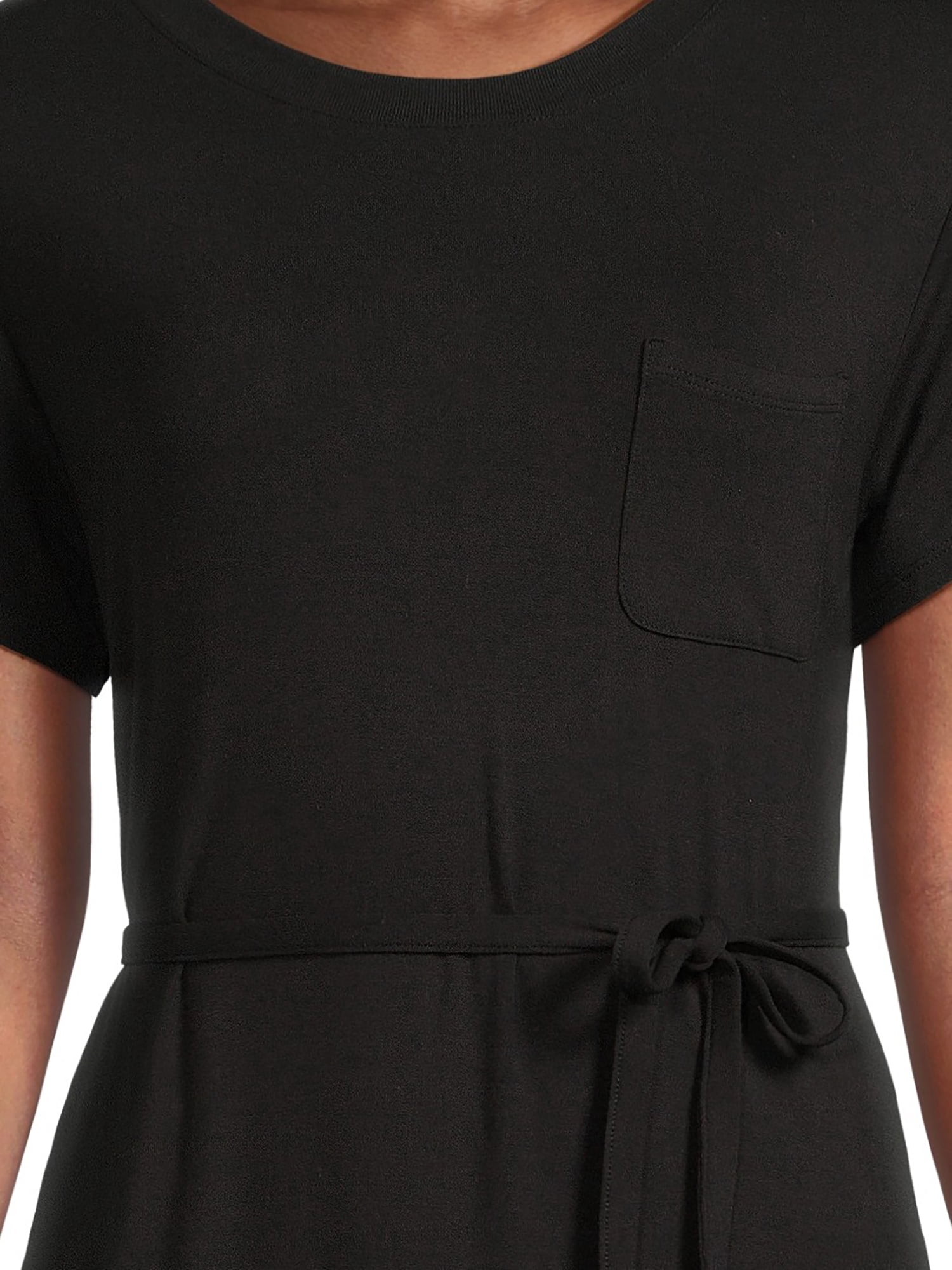 Time and Tru Women's Belted Knit Dress with Side Slits, Sizes XS-XXXL