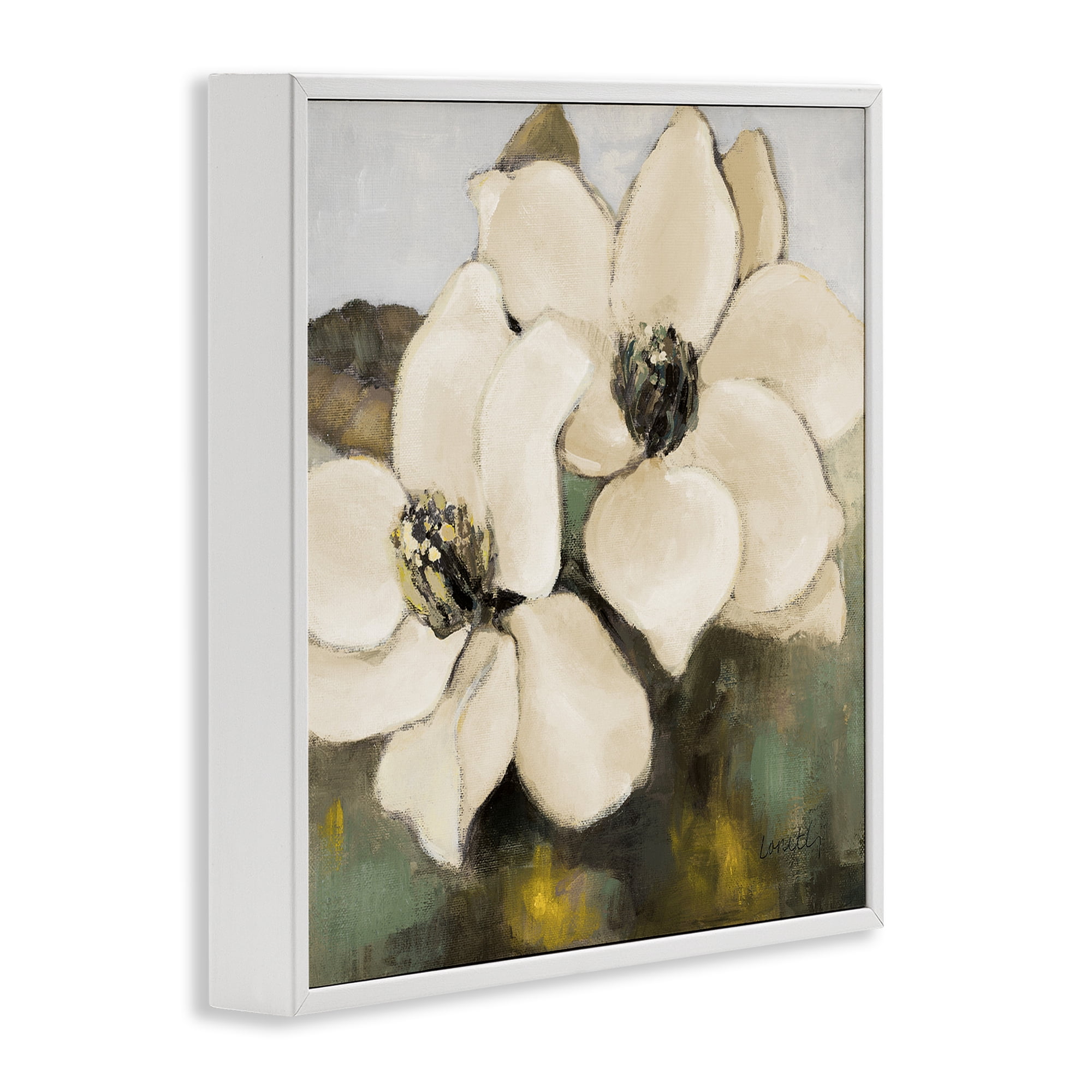 Stupell Industries Magnolia Blossom Duo Botanical & Floral Painting White Framed Art Print Wall Art, 17 x 17