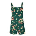 thumbnail image 4 of Womens Linen Jumpsuits Shorts Pocketed Floral Print Knotted Strap Summer Plus Size One Piece Short Rompers S-3X (S, Green), 4 of 5