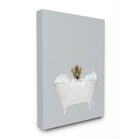 Stupell Industries Tiger Blue Bath Cute Animal Design Canvas Wall Art by Leah Straatsma