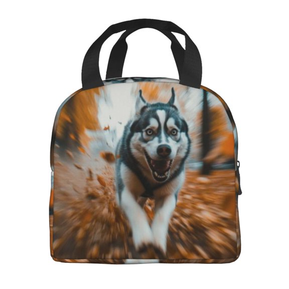 Portable Lunch Bag Insulated Running Dog Autumn Lunch Box Reusable Tote Bag Unisex For Work, Travel, Picnic, Office, Camping, Hiking, Picnic, Beach
