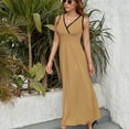 thumbnail image 6 of Flesh Color Womens Night Club Maxi Dress V Neck Sleeveless Bohemia Long Dresses, 6 of 9