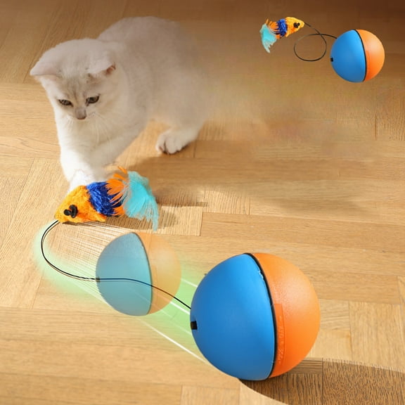 Interactive Cat Toy Ball, Cat Toys Interactive, Rechargeable Smart Rolling Cat Ball Toy, Auto Movement, Indoor Cat Toys for Kittens, Light-Up Modes, Dual Speed, Cat Toys Interactive