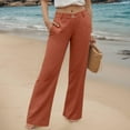 thumbnail image 2 of Pantalones palazzo de cintura alta para mujer - Pierna ancha, bolsillos - Informal/Mezcla de lino - Pantalones de moda - S-XXL, 2 of 5