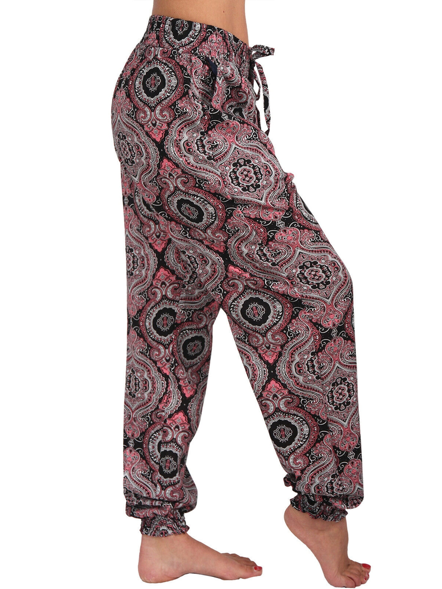 Plus Size Women Comfy Bohemian Tapered Elephant Harem Loose Yoga Travel  Pajama Lounge Pants High Waist Wide Legs Harem Pants Long Pants Trousers -  Walmart.com