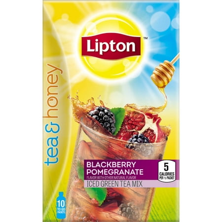 (6 Pack) Lipton Tea and Honey Iced Green Tea To-Go Packets Blackberry Pomegranate 10 (Best Instant Iced Tea)