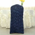 thumbnail image 4 of BalsaCircle Navy Blue Satin Raised Roses Spandex Stretchable Banquet Solid Chair Covers Slipcovers, 4 of 8