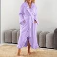 thumbnail image 4 of Fuzzy Robe for Women Cute Ruffle Plush Soft Long Sleeve Robes Fluffy Warm Fleece Long Bathrobe with Pockets, 4 of 6