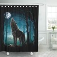 thumbnail image 1 of ABPHQTO Hombre lobo lobo luna bosque silueta anochecer cuento de hadas noche árbol cortina de ducha 160x180 cm, 1 of 1