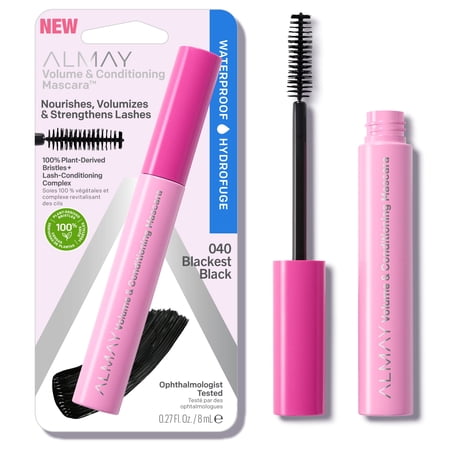Almay Volume & Conditioning Mascara Waterproof, 40 Blackest Black, 0.27 fl oz. (Pack of 2)