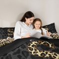thumbnail image 4 of Manfei Leopard Print Alphabet S Queen Comforter Set,Cheetah Bowknot Comforter Sets Queen,Black Brown,Black Reversible,3 Pieces,1 Comforter and 2 Pillowcases, 4 of 7
