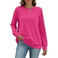 thumbnail image 7 of Sweatshirts for Women No Hood Crewneck Loose Fit Fleece Pullover Fall Fashion Clothes with Pocket Hot Pink S, 7 of 7