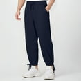 thumbnail image 2 of ZQUUVOU Mens Casual Pants Elastic Waist Drawstring Summer Pocket Solid Color Pants Navy, 2 of 8