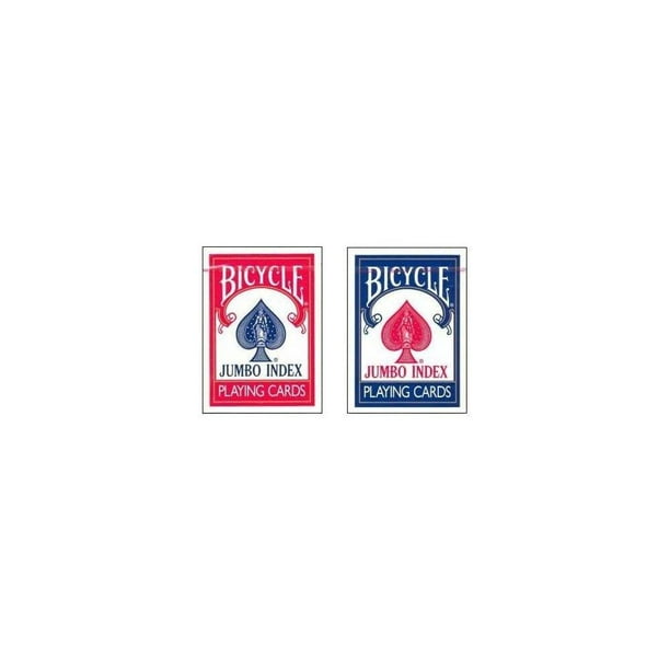 Bicycle 2 Deck Set Poker Size 3 5 X 2 5 Jumbo Index Playing Cards 1 Red 1 Blue Deck Walmart Com