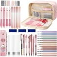 thumbnail image 1 of 49PCS Aesthetic School Supplies,Pink Pen Case with 16 Pastel Highlighter 11 Black Gel Pens 10 Refills 6 Pencils 2 Sticky Notes and 3 Erasers for Students Stationary, 1 of 7