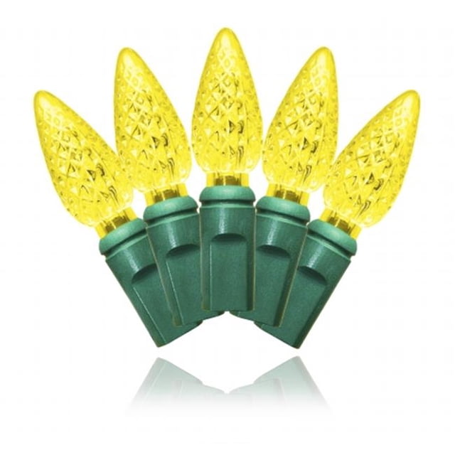 Winterland S-35C6YE-4G C6 Yellow LED Light Set With In-Line Rectifer On Green Wire