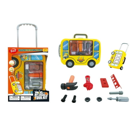 3 in1 Tool Kit Set Of Construction Toys And Accessories Luggage Trolley For Kids