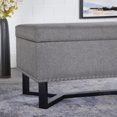 thumbnail image 3 of Emerson Fabric Studded Double Bench Ottoman (Gray), 3 of 3