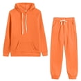 thumbnail image 1 of Gibobby Conjunto de sudadera informal para mujer Conjunto de dos piezas holgado informal con capucha y manga larga de color liso para mujer(Naranja,CH), 1 of 2
