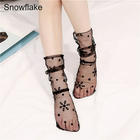 

JunDanmall Fashion Women Lace Ruffle Ankle Socks Sexy Elastic Ultrathin Sheer Short Socks
