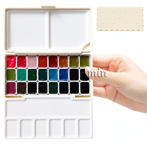 Holbein Artist's Watercolor 1ml,24 Colors Watercolor Paint Set in a Box for Students, Beginners Artists