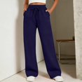 thumbnail image 2 of VV AVEORS Wide Leg Sweatpants Women Baggy Fall Casual High Waisted Drawstring Sweat Track Pants | Cozy Trendy Lounge Daily Autumn Trousers Navy S, 2 of 8