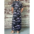 thumbnail image 3 of Women'S Casual Summer T Shirt Dress Loose Short Sleeve Camo Tunic Dress with Pocket for Women Blue XL, 3 of 6