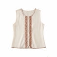 thumbnail image 6 of Sokhug Linen Cotton Round Neck Womens for Women Embroidered Vertical Stripe Sleeveless Tank Top, Loose Fit Casual Outdoor Daily Shirts (No ratings yet), 6 of 7